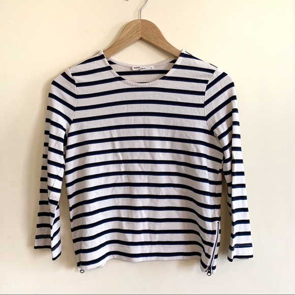 NWOT Marine Layer Polly Crop Stripe Side Zip Top - Picture 5 of 8